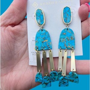 NWT Kendra Scott Gold Veined Turquoise Earrings